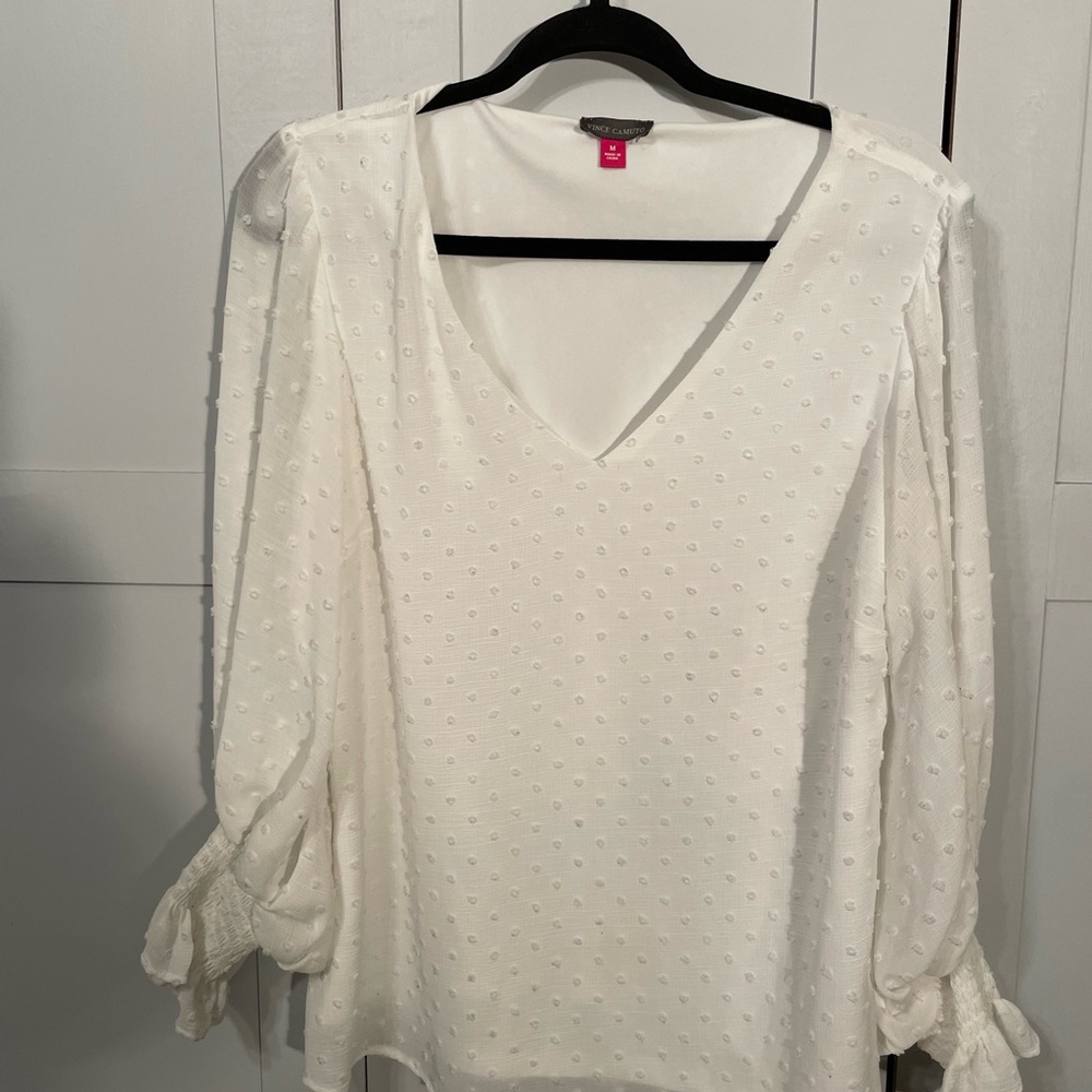 Bundle  of 3 Vince Camuto Blue, Red, and White V-Neck Blouses - Picture 15 of 15